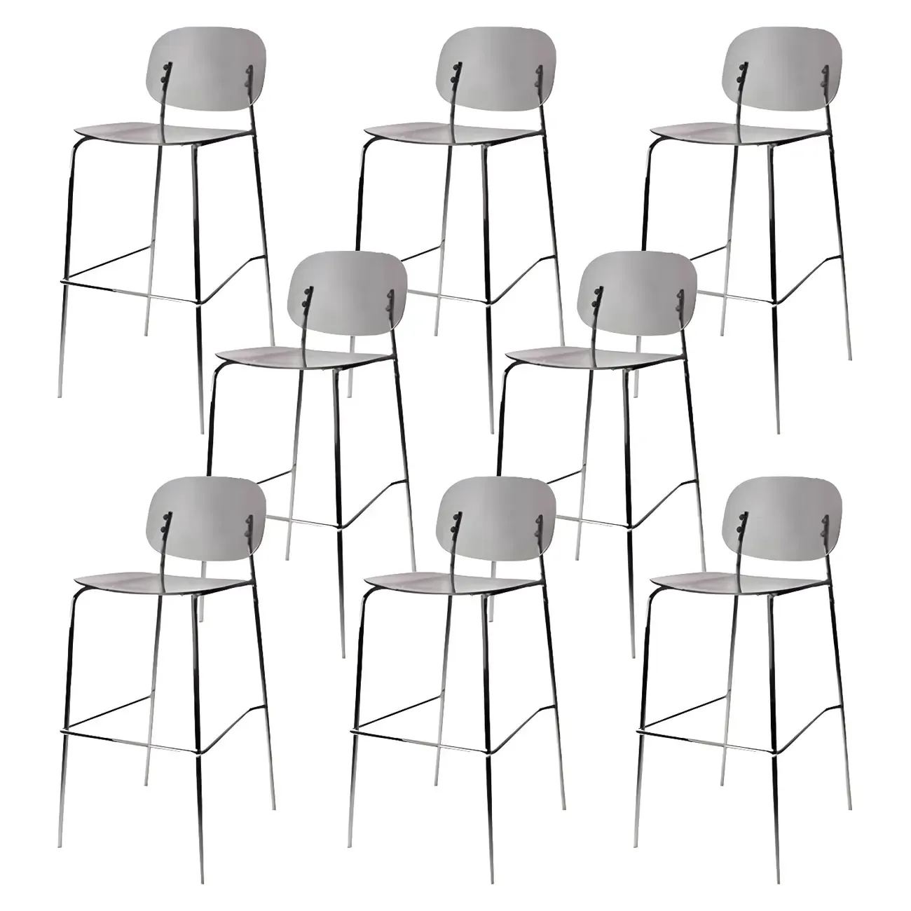 Modern Metal Leg Tan Acrylic Transparent High Back Bar Stool Image - 58