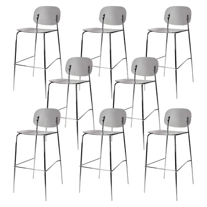 Modern Metal Leg Tan Acrylic Transparent High Back Bar Stool Image - 58