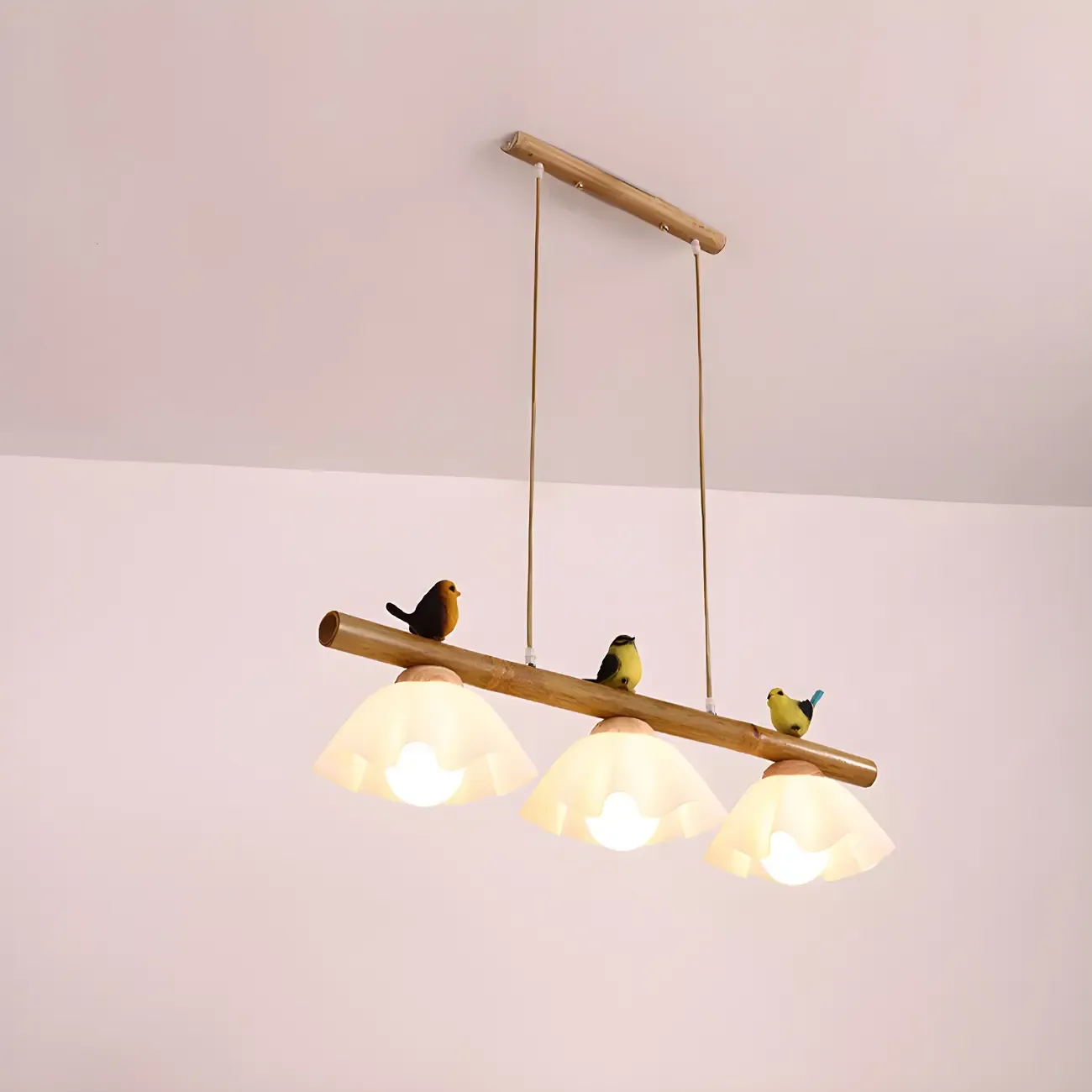 Adjustable Modern Bamboo Flower Island Pendant Light Image - 12
