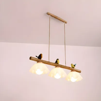 Adjustable Modern Bamboo Flower Island Pendant Light Image - 12