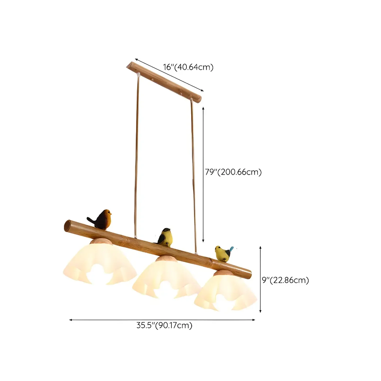 Adjustable Modern Bamboo Flower Island Pendant Light Image - 16
