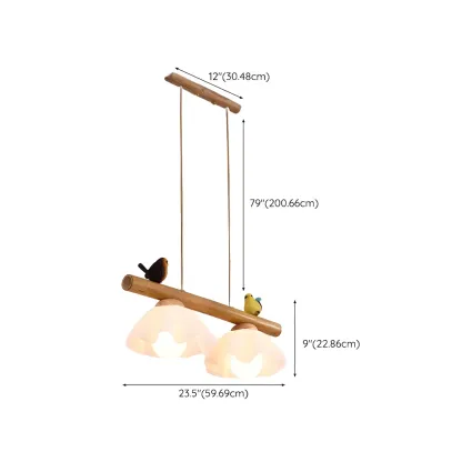 Adjustable Modern Bamboo Flower Island Pendant Light Image - 17