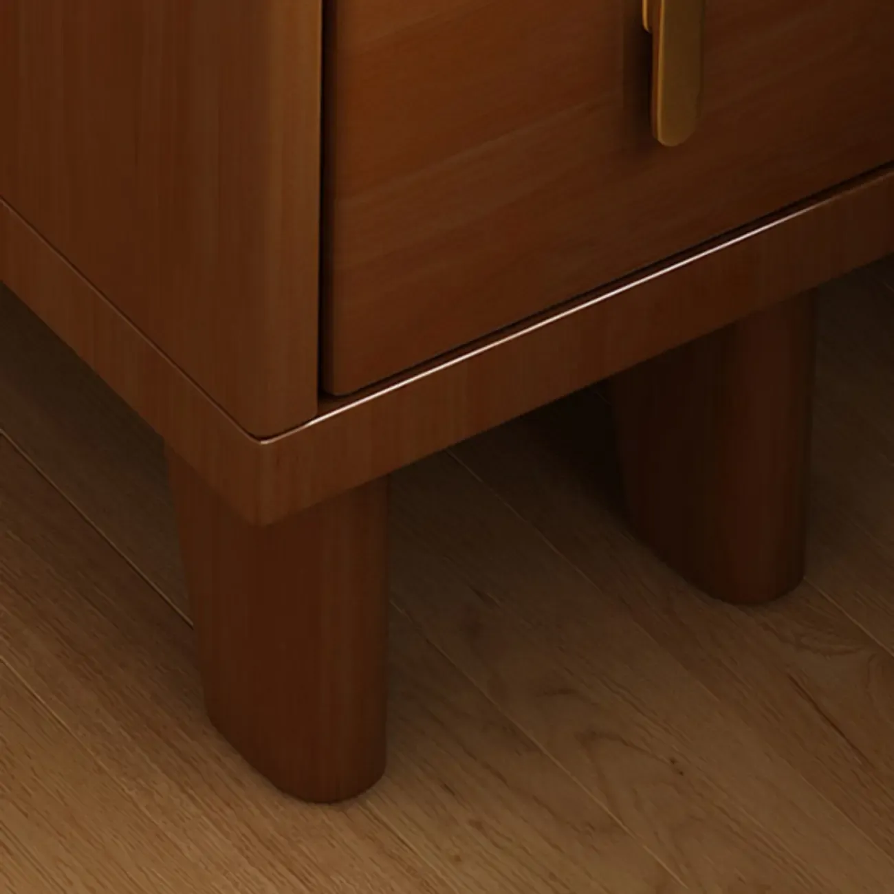 Narrow Walnut Wood Open Storage Multi-Function Nightstand Image - 5