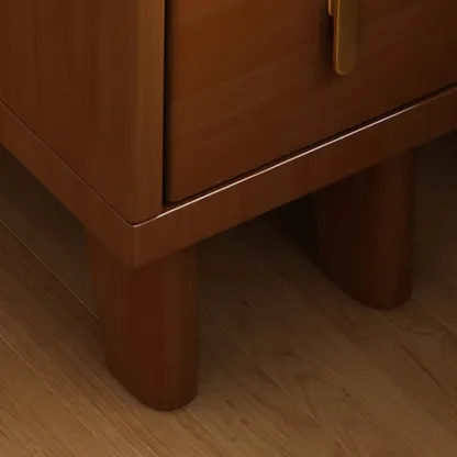 Narrow Walnut Wood Open Storage Multi-Function Nightstand Image - 5