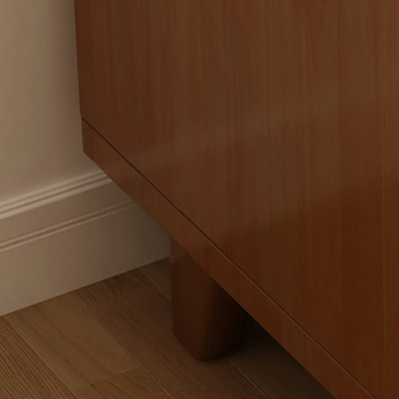 Narrow Walnut Wood Open Storage Multi-Function Nightstand Image - 8 | homeyfad