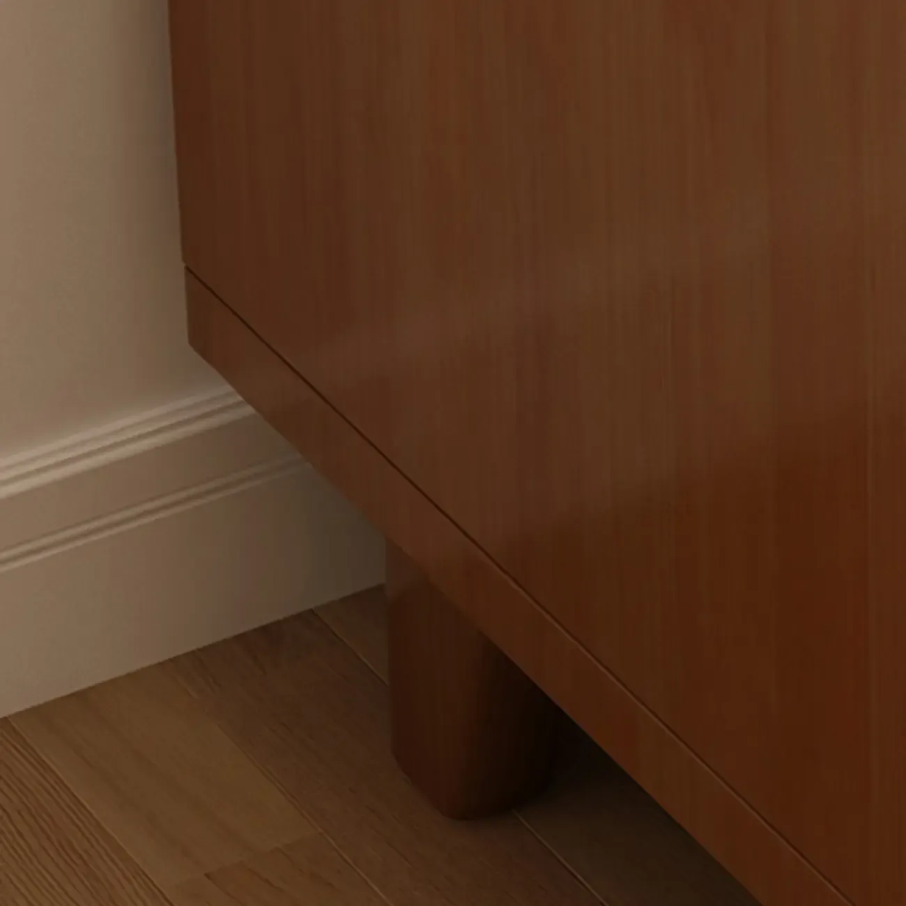 Narrow Walnut Wood Open Storage Multi-Function Nightstand Image - 8