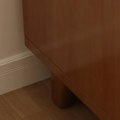 Narrow Walnut Wood Open Storage Multi-Function Nightstand Image - 8