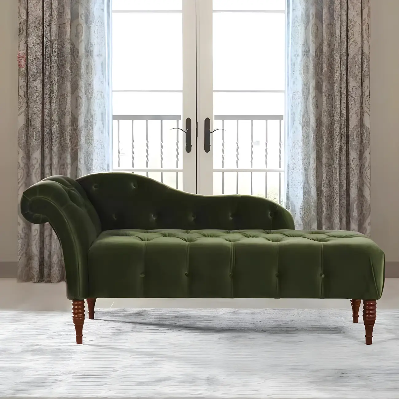 Traditional Solid Color Polyester Rolled Arm Chaise Lounge Image - 1 | homeyfad