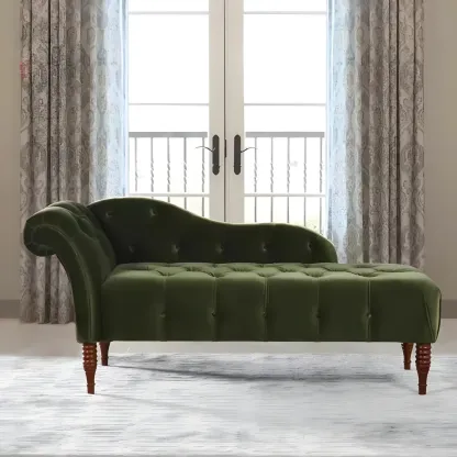Traditional Solid Color Polyester Rolled Arm Chaise Lounge Image - 1