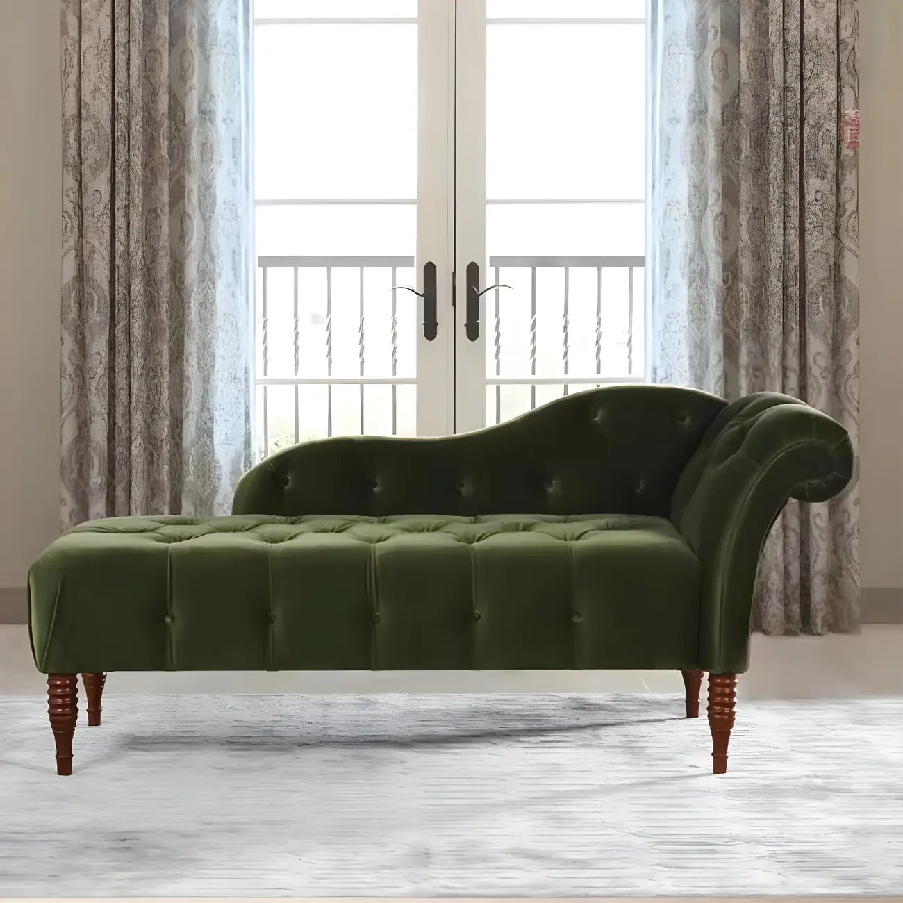 Traditional Solid Color Polyester Rolled Arm Chaise Lounge Image - 2 | homeyfad