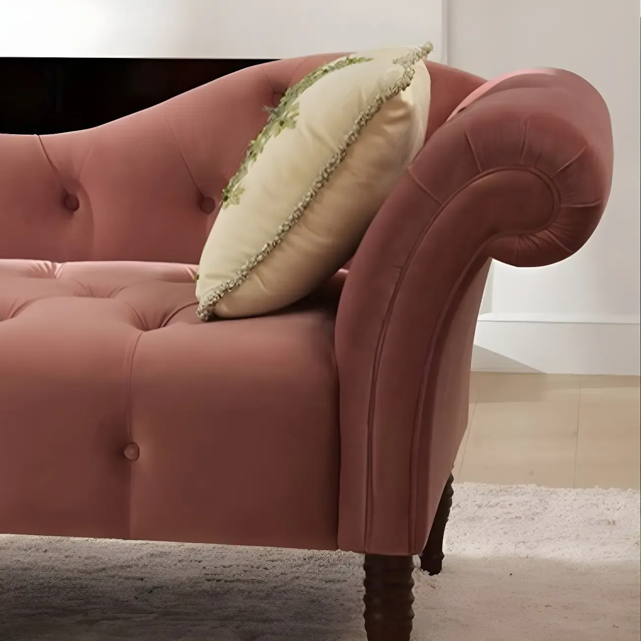 Traditional Solid Color Polyester Rolled Arm Chaise Lounge Image - 7