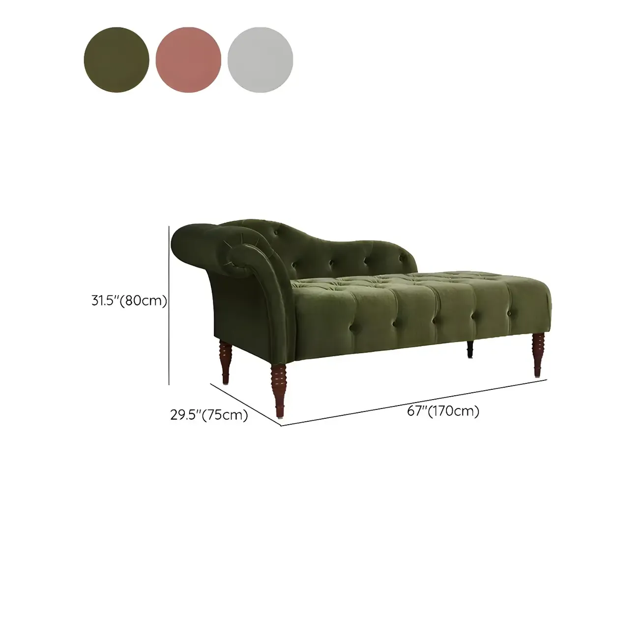 Traditional Solid Color Polyester Rolled Arm Chaise Lounge Image - 18