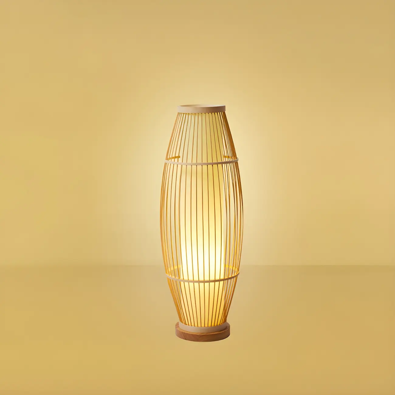 Rustic Bamboo Cover Oval Stand up Floor Lamp Shade for Living Room | homeyfad