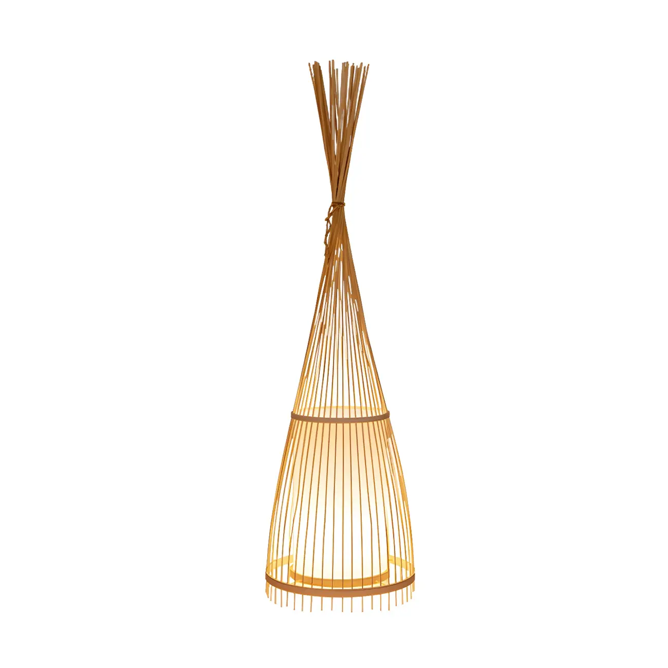 Rustic Bamboo Cover Oval Stand up Floor Lamp Shade for Living Room | homeyfad