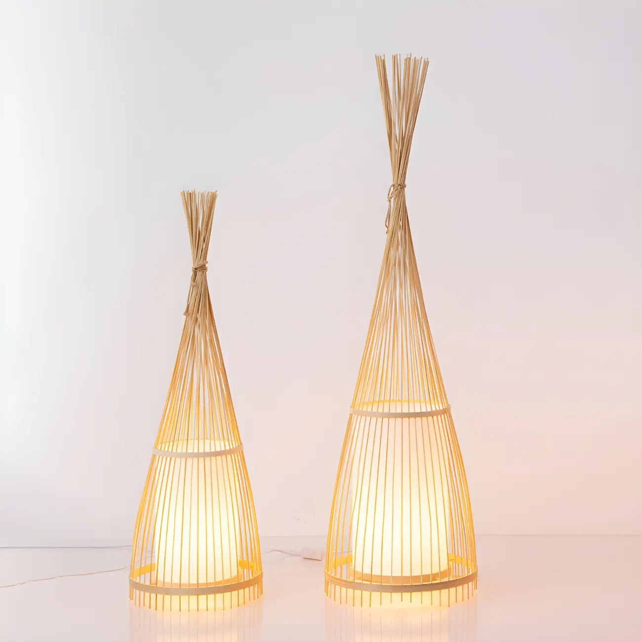 Rustic Bamboo Cover Oval Stand up Floor Lamp Shade for Living Room | homeyfad