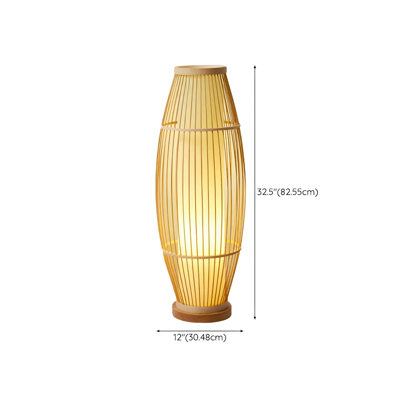 Rustic Bamboo Cover Oval Stand up Floor Lamp Shade for Living Room | homeyfad