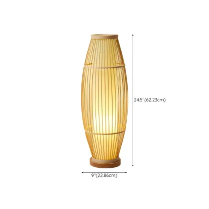 Rustic Bamboo Cover Oval Stand up Floor Lamp Shade for Living Room