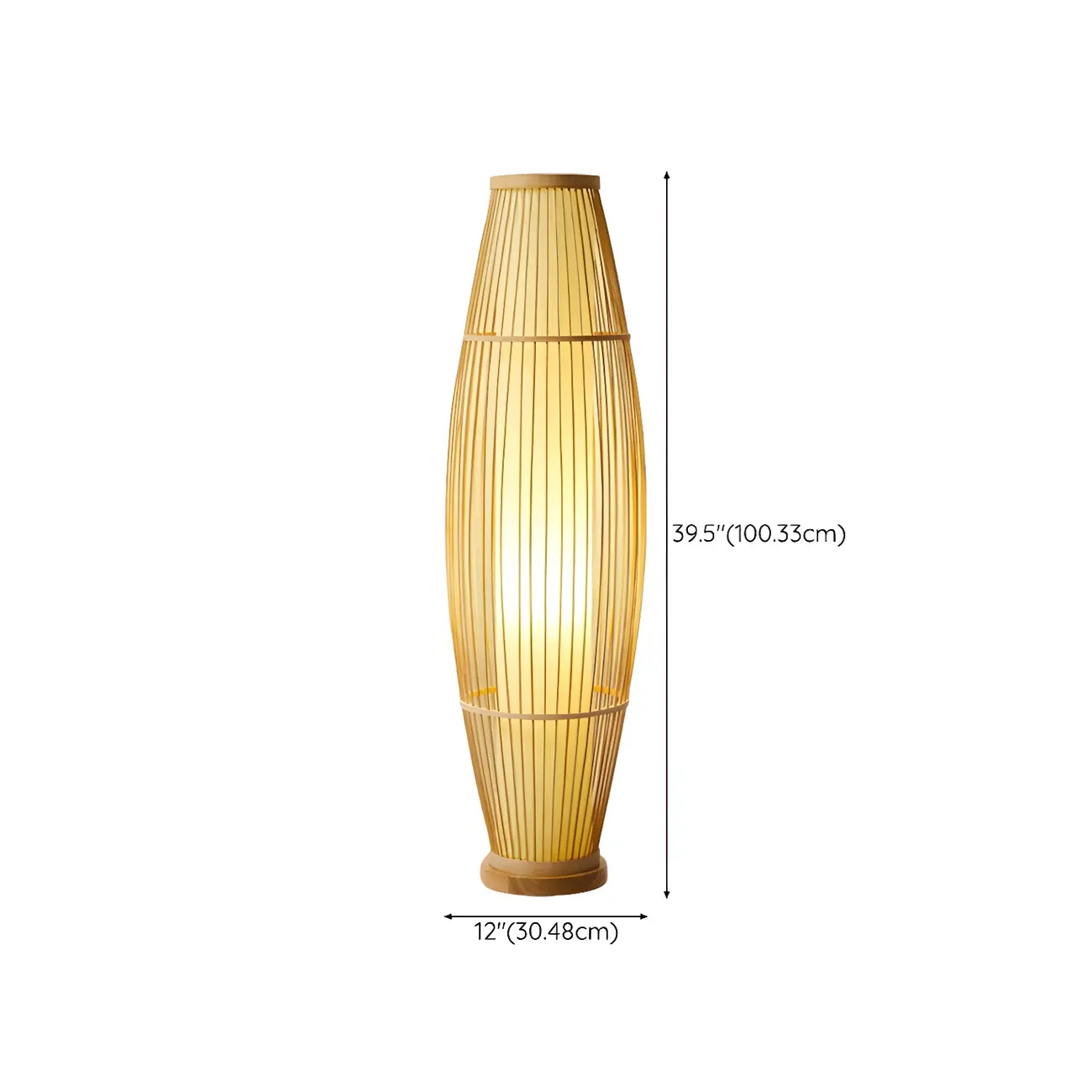 Rustic Bamboo Cover Oval Stand up Floor Lamp Shade for Living Room | homeyfad
