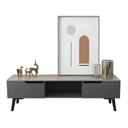 Modern Stone TV Stand with Soft Closing Drawers for Living Room Image - 5