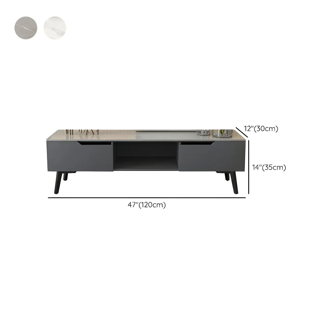 Modern Stone TV Stand with Soft Closing Drawers for Living Room #size