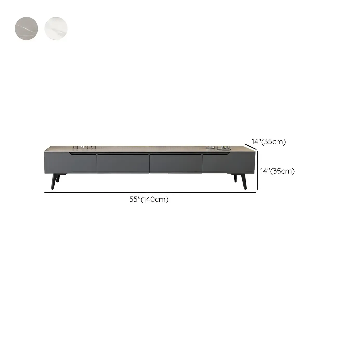 Modern Stone TV Stand with Soft Closing Drawers for Living Room Image - 14
