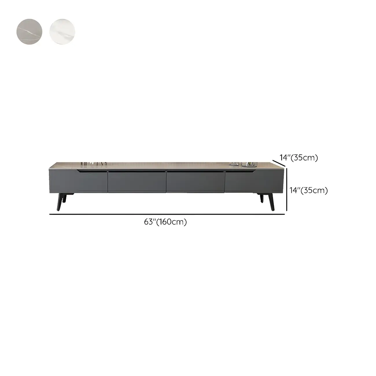 Modern Stone TV Stand with Soft Closing Drawers for Living Room Image - 15 | homeyfad