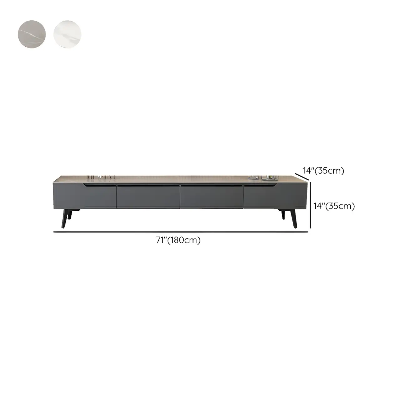 Modern Stone TV Stand with Soft Closing Drawers for Living Room Image - 16 | homeyfad