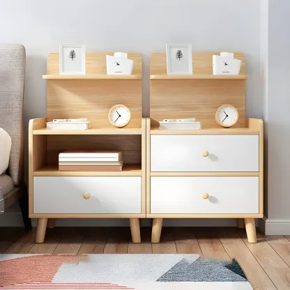 Modern Wood Nightstand with Open Storage Shelf Image - 1