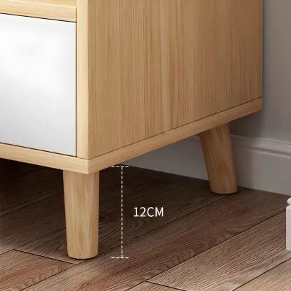 Modern Wood Nightstand with Open Storage Shelf Image - 9
