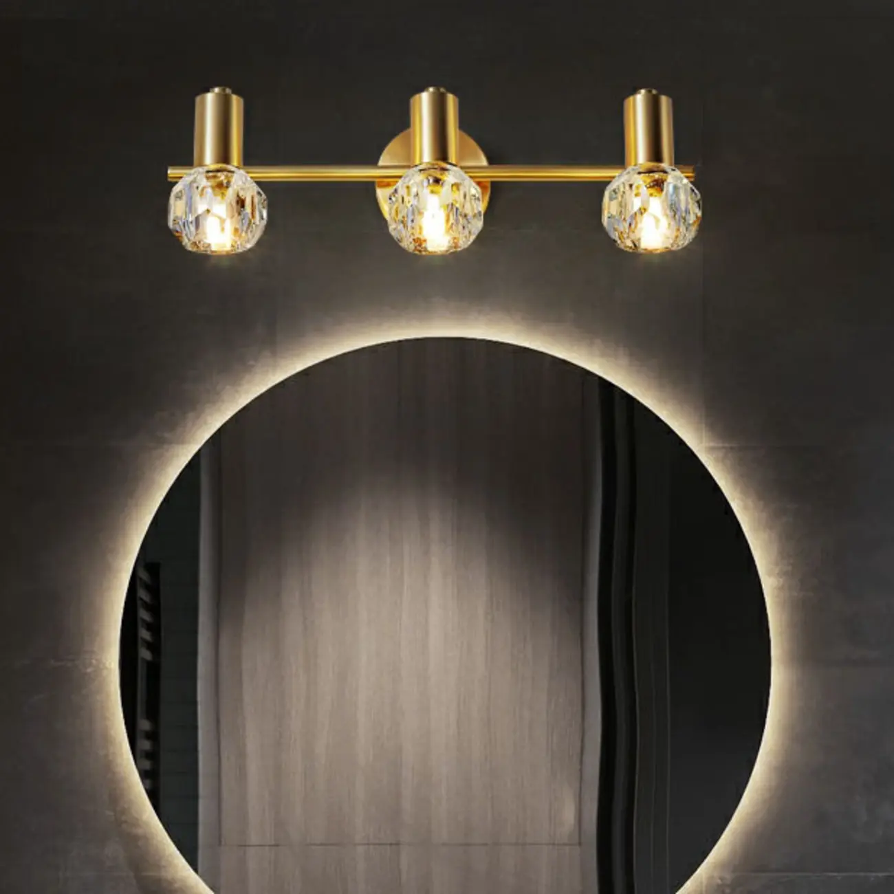 Gold Crystal Modern Vanity Light for Bathroom Decor Image - 2 | homeyfad