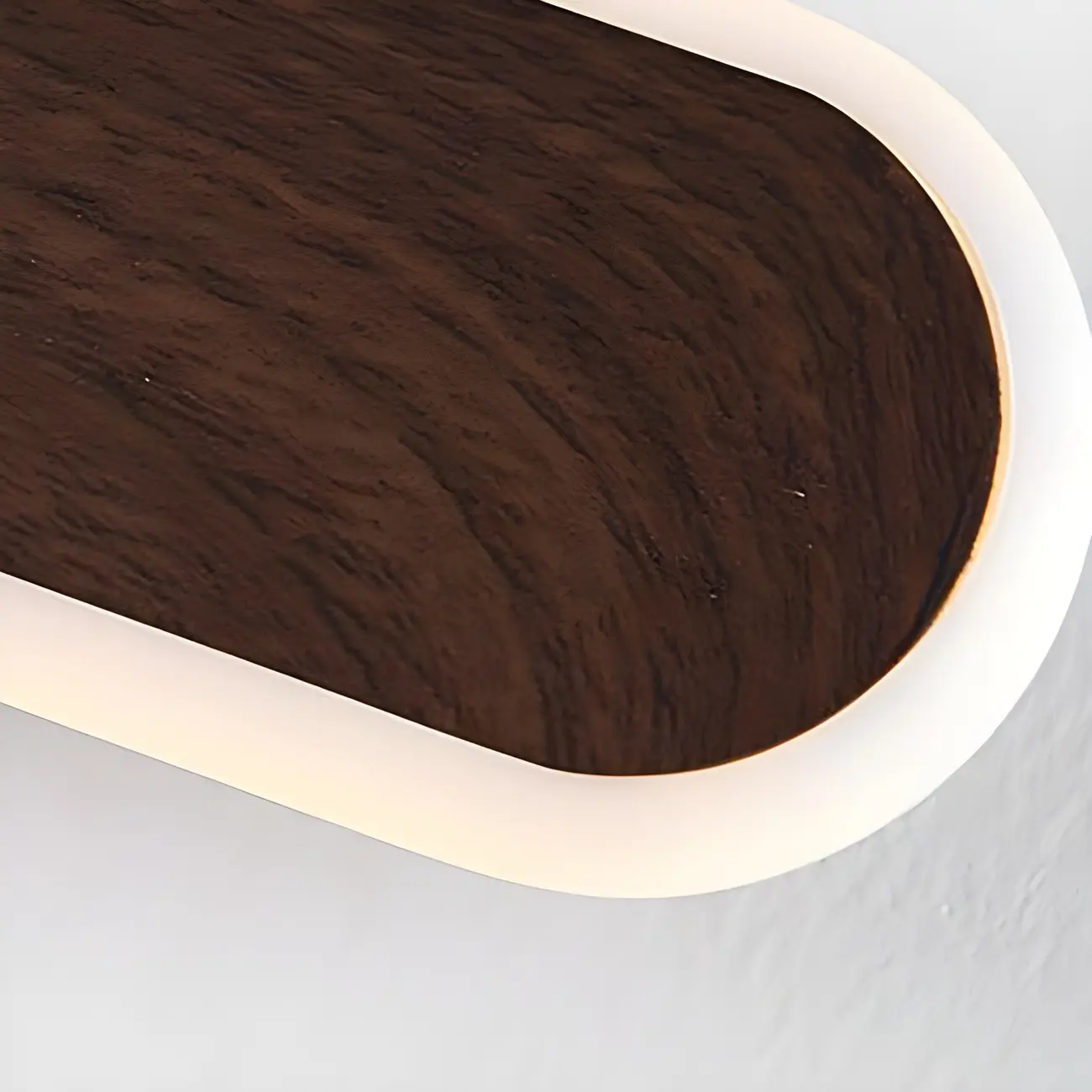 Modish Walnut Oval Acrylic LED Vanity Light Image - 11 | homeyfad