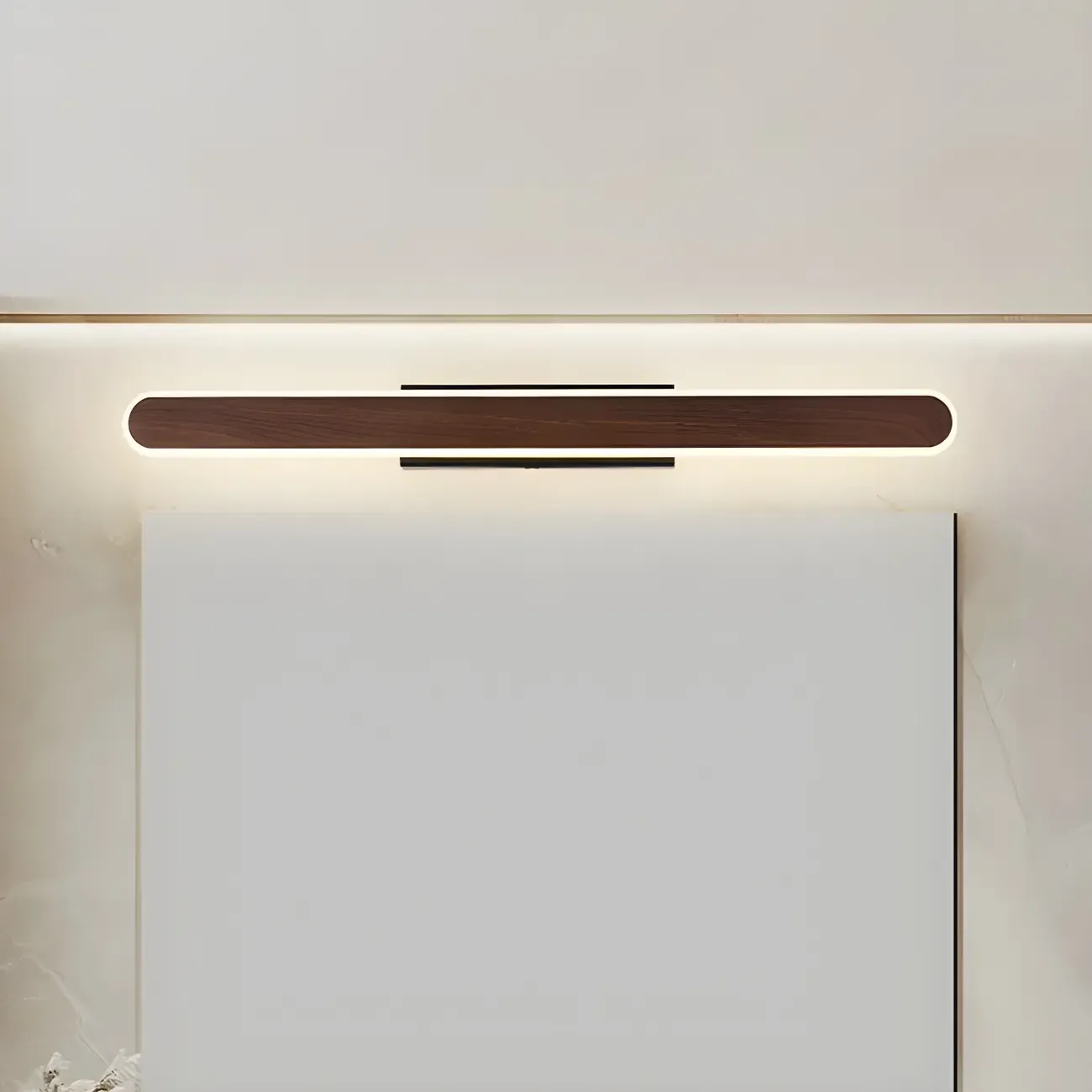 Modish Walnut Oval Acrylic LED Vanity Light Image - 13