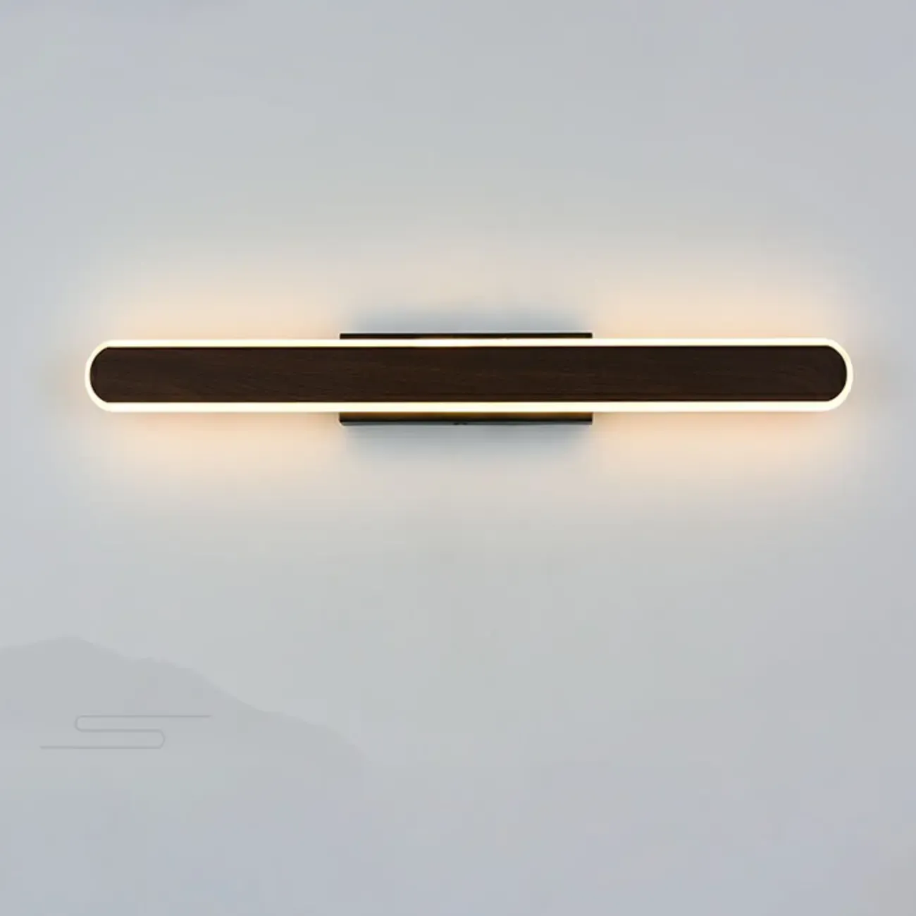 Modish Walnut Oval Acrylic LED Vanity Light Image - 15