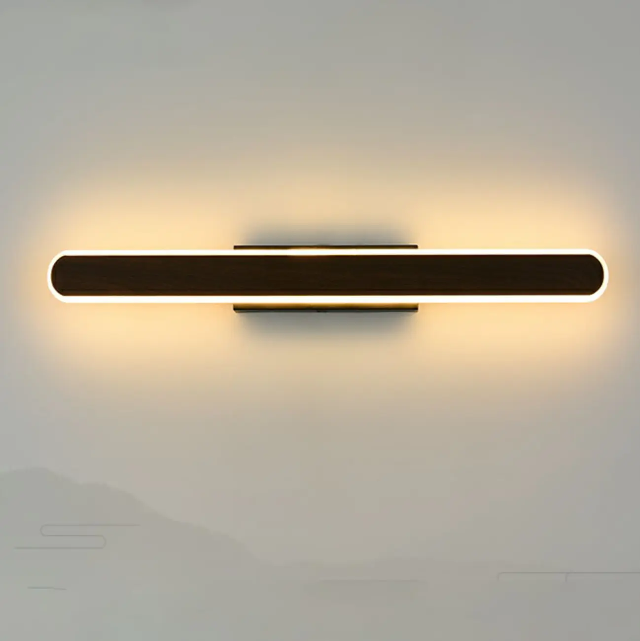 Modish Walnut Oval Acrylic LED Vanity Light Image - 16 | homeyfad