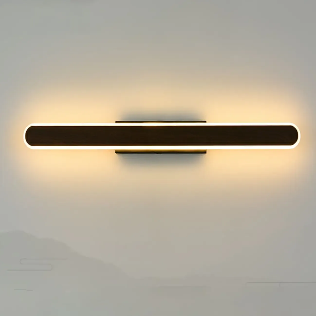 Modish Walnut Oval Acrylic LED Vanity Light Image - 16