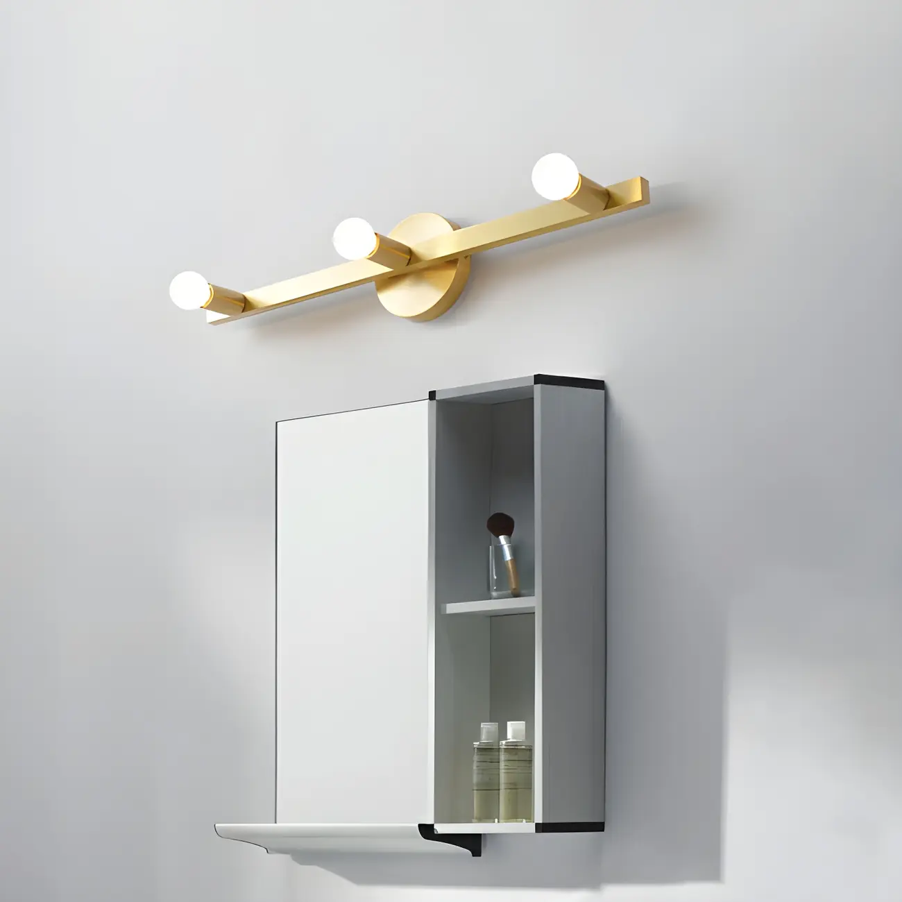 Elegant Metal Vanity Light with Geometric Shape for Bathroom Image - 1 | homeyfad