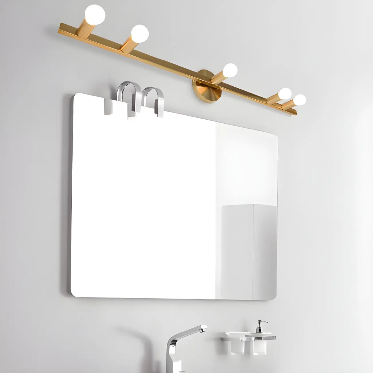 Elegant Metal Vanity Light with Geometric Shape for Bathroom Image - 3 | homeyfad
