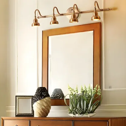 Vintage Globe Vanity Light with Copper Shade for Bathroom Image - 4