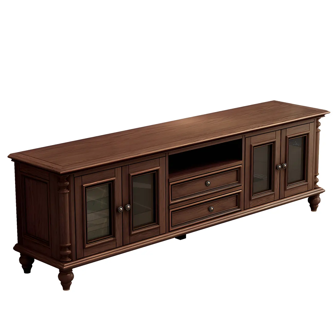 Traditional Wooden Mueble Para TV Stand with Drawers & Shelves Image - 5 | homeyfad