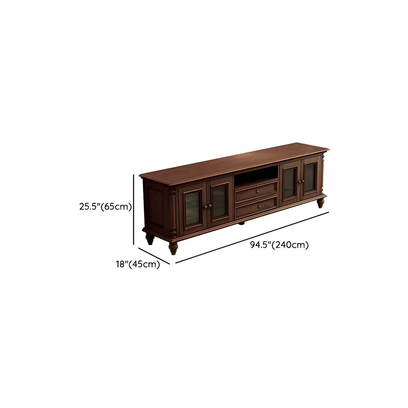 Traditional Wooden Mueble Para TV Stand with Drawers & Shelves Image - 11