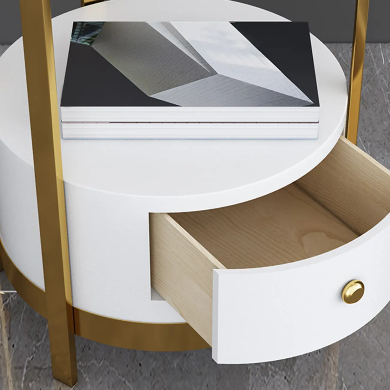 Modern Adjustable Height Metal Arc Floor Lamp with Storage Shelf Image - 10 | homeyfad