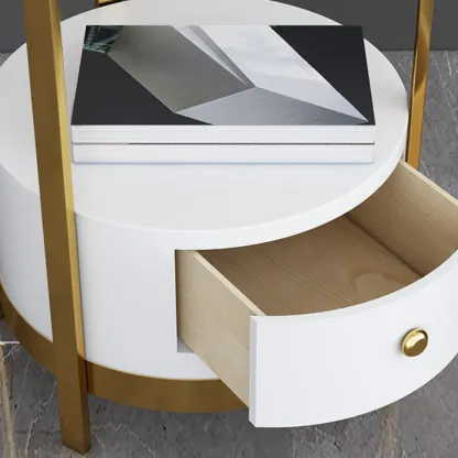 Modern Adjustable Height Metal Arc Floor Lamp with Storage Shelf Image - 10