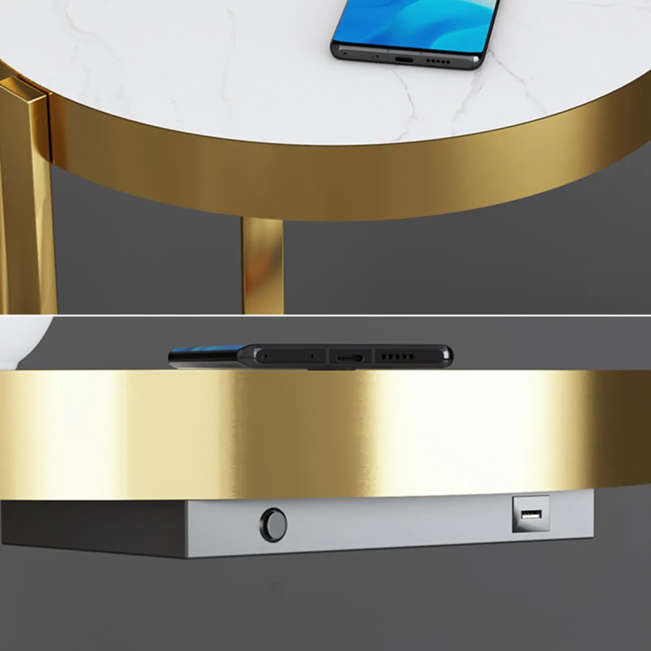 Modern Adjustable Height Metal Arc Floor Lamp with Storage Shelf Image - 12 | homeyfad