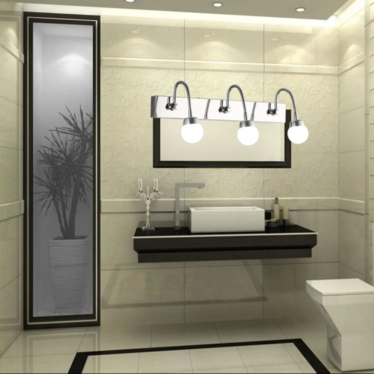 3-Light Modern Silver Vanity Light Dimmable LED for Bathroom | homeyfad