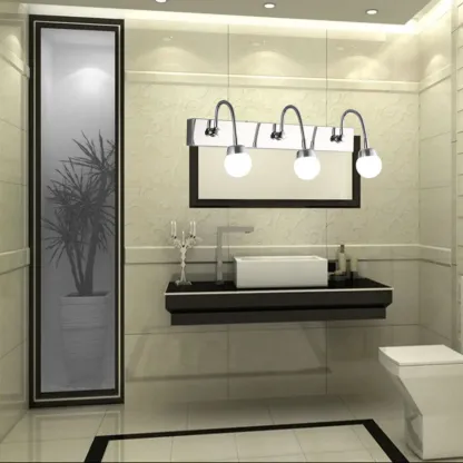 3-Light Modern Silver Vanity Light Dimmable LED for Bathroom