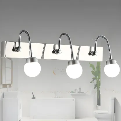 3-Light Modern Silver Vanity Light Dimmable LED for Bathroom