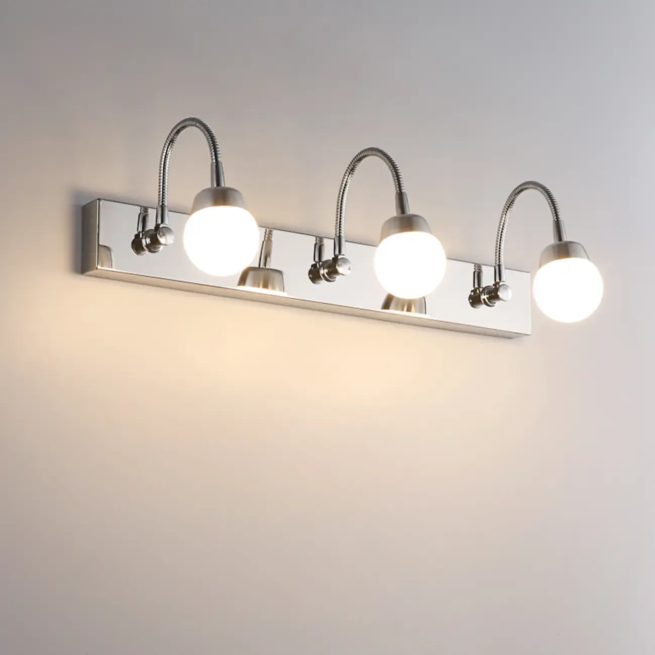 3-Light Modern Silver Vanity Light Dimmable LED for Bathroom