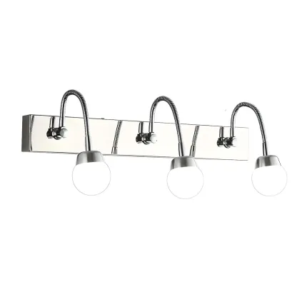 3-Light Modern Silver Vanity Light Dimmable LED for Bathroom