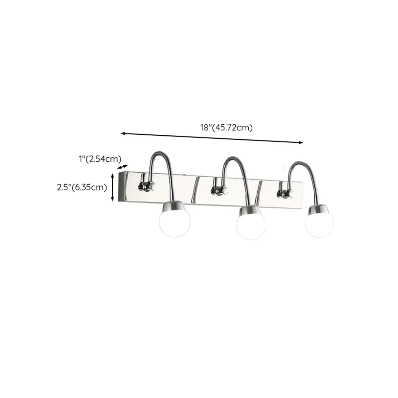 3-Light Modern Silver Vanity Light Dimmable LED for Bathroom