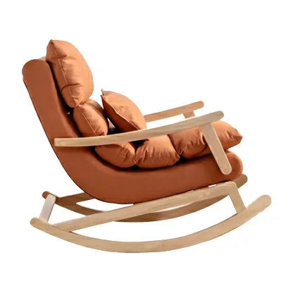 Upholstered Wooden Rocking Chair with Ottoman for Indoor Image - 10